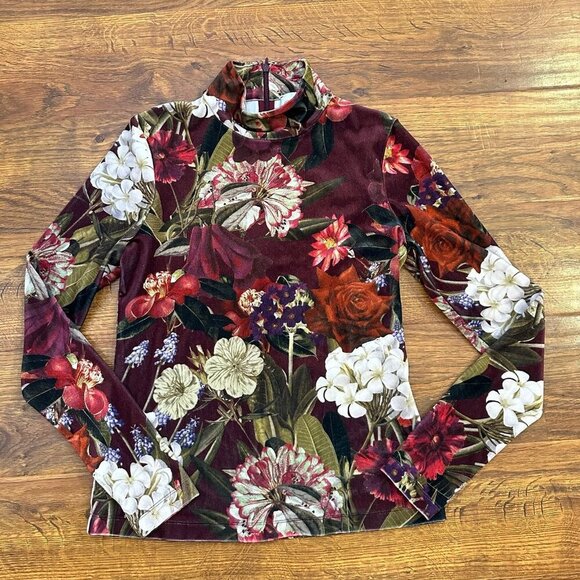 Cara Cara floral velvet turtleneck blouse - Picture 1 of 5